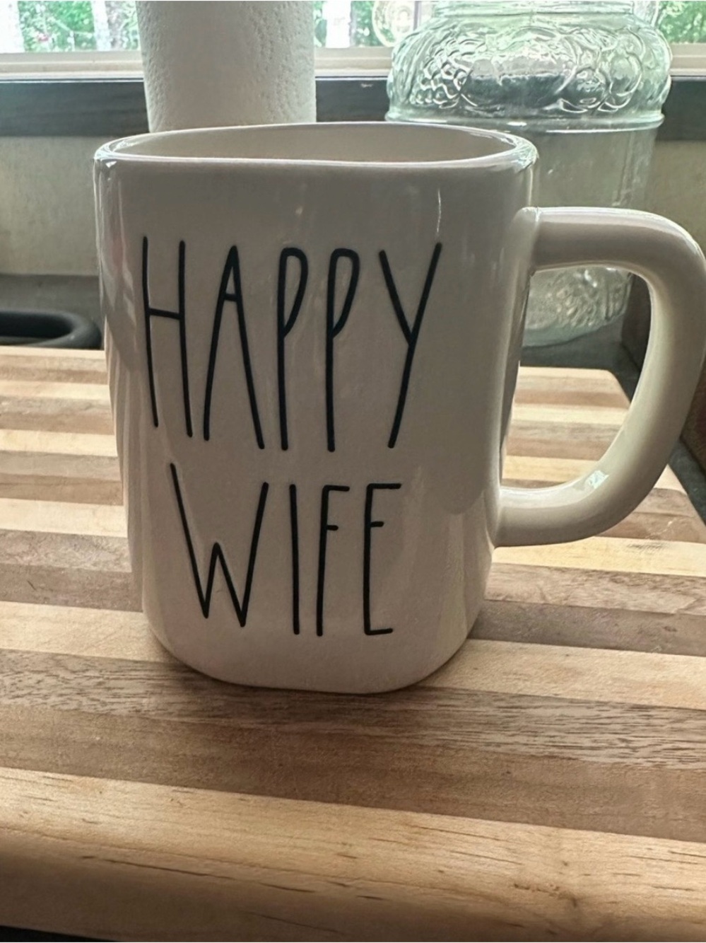 Rae Dunn Happy Wife White Ceramic Coffee Mug